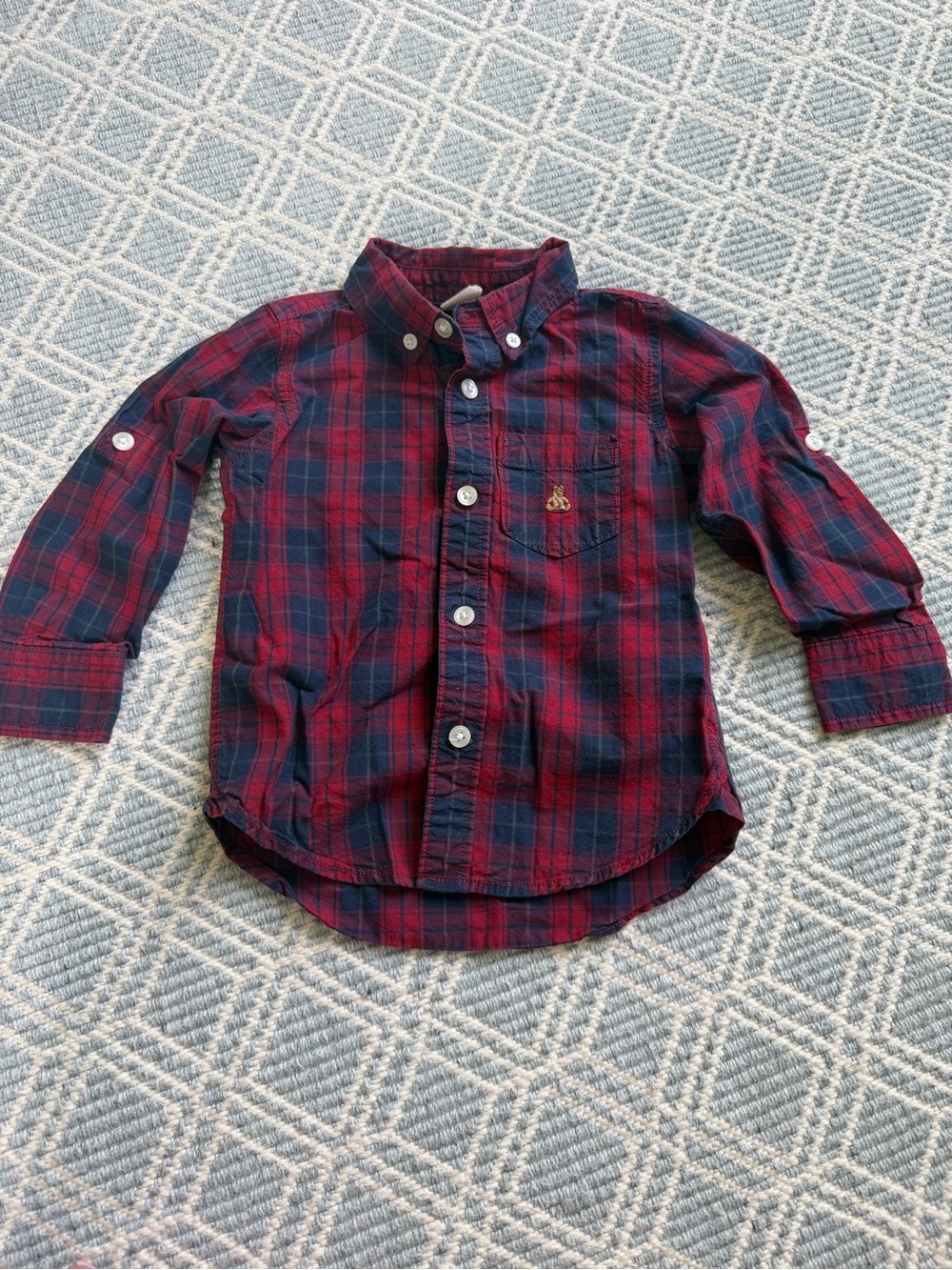 GAP Toddler Boy Red & Navy Plaid Button-Down Shirt